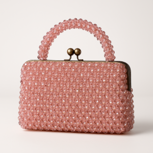 Handmade Pink Crystal Beaded Purse – Elegant Party & Wedding Handbag