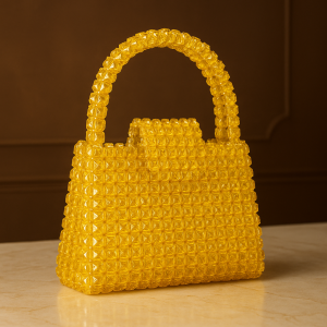 Luxury Handmade Yellow Crystal Beaded Handbag – Elegant Party & Wedding Purse for Women