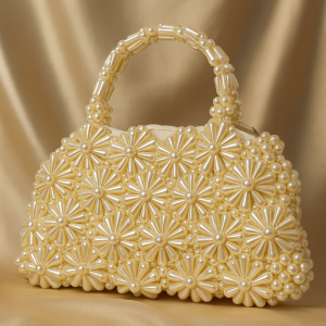 Luxury Handmade Pearl Floral Beaded Handbag – Elegant Party, Wedding & Festive Purse for Women