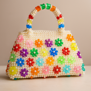 Luxury Handmade Pearl Floral Beaded Handbag – Elegant Party, Wedding & Festive Purse for Women