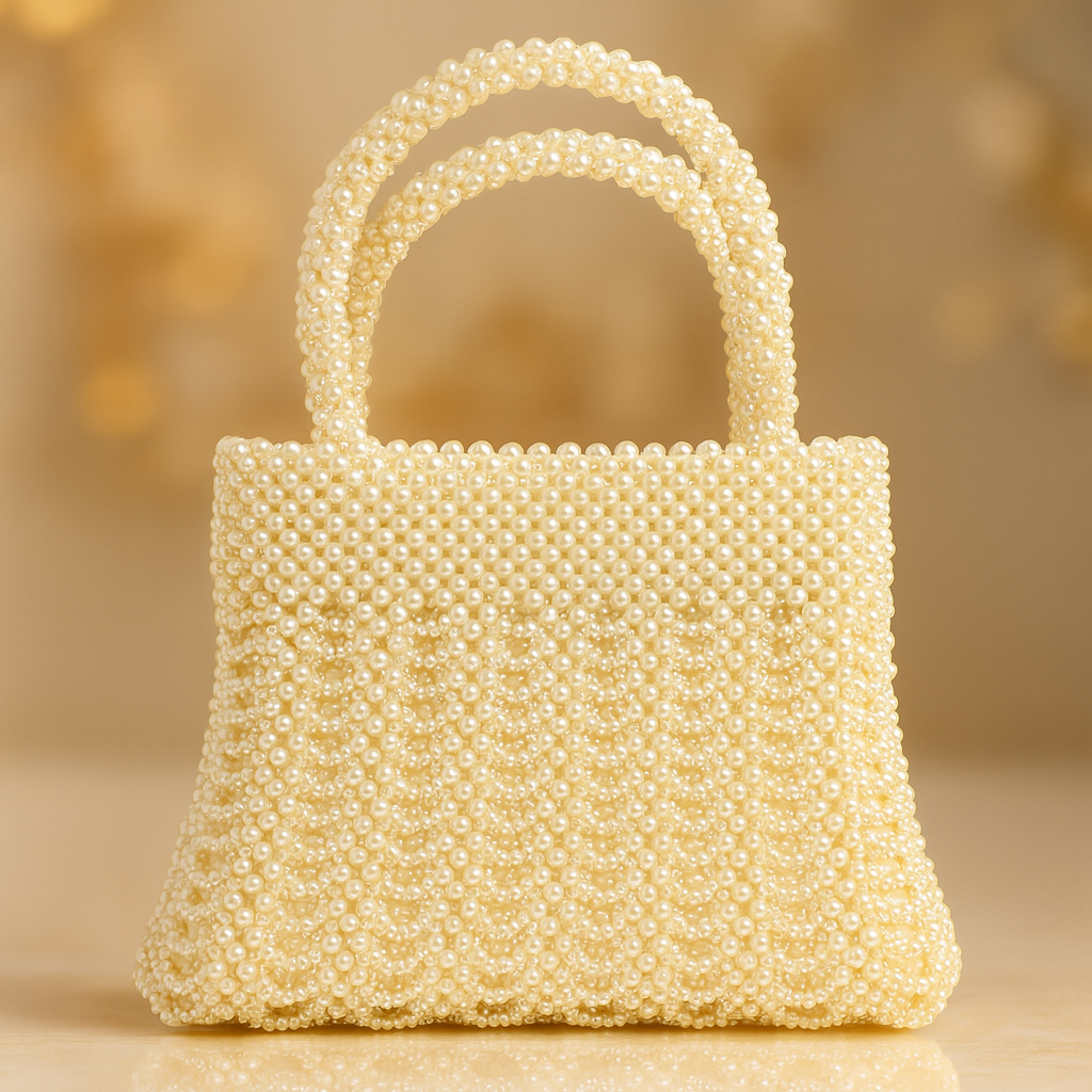 Luxury Handmade Pearl Beaded Handbag – Elegant Designer Purse for Parties, Weddings & Special Events