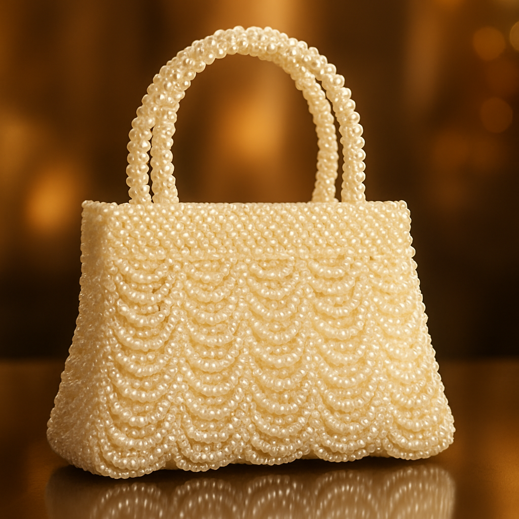 Luxury Handmade Pearl Beaded Handbag – Elegant Designer Purse for Parties, Weddings & Special Events