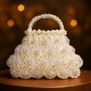 Luxury Handmade Pearl Beaded Crystal Handbag – Elegant Party & Wedding Purse